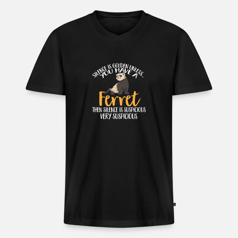 Frettchen Besitzer Frettchen - Männer Premium Bio T-Shirt mit V-Ausschnitt - Schwarz