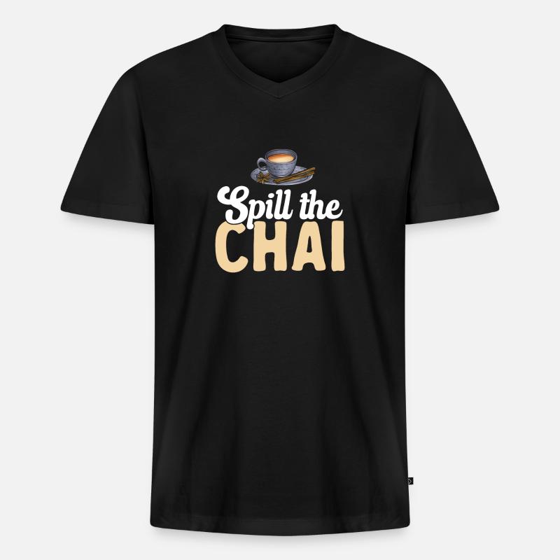 Chai Tee Masala Chai - Männer Premium Bio T-Shirt mit V-Ausschnitt - Schwarz