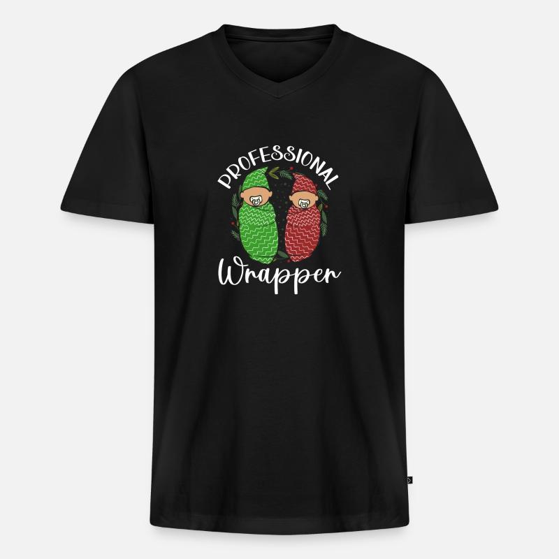 Krankenschwester Baby Entbindungsschwester - Männer Premium Bio T-Shirt mit V-Ausschnitt - Schwarz