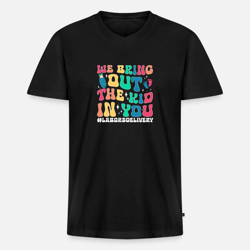 Krankenschwester Baby Entbindungsschwester - Männer Premium Bio T-Shirt mit V-Ausschnitt - Schwarz