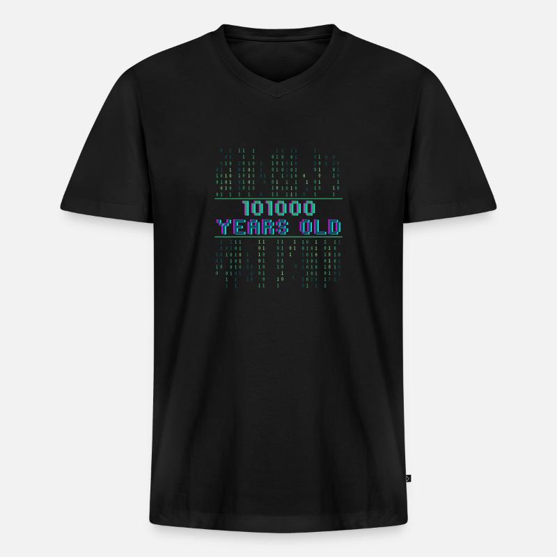 40. Geburtstag 40 Jahre alt Binärcode Informatik - Männer Premium Bio T-Shirt mit V-Ausschnitt - Schwarz
