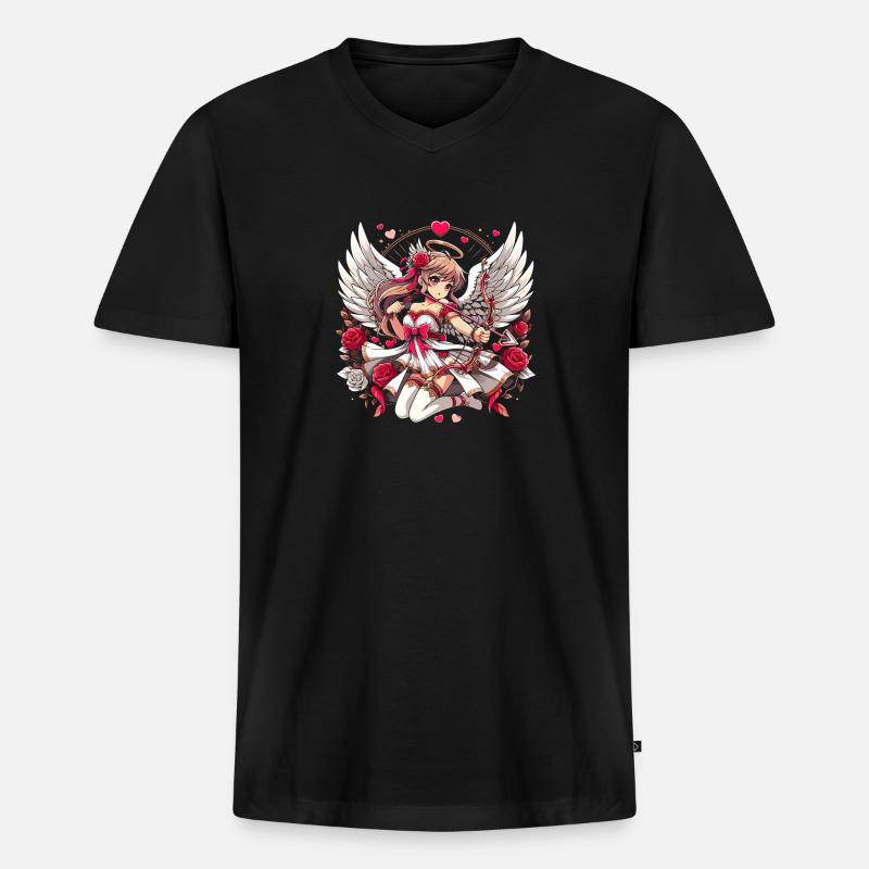 Liebesengel - Männer Premium Bio T-Shirt mit V-Ausschnitt - Schwarz