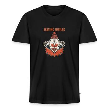 Circus Clown Funny Scary Creep Jester Spooky Joker - Männer Premium Bio T-Shirt mit V-Ausschnitt - Schwarz - Vorne - Nico (187cm)