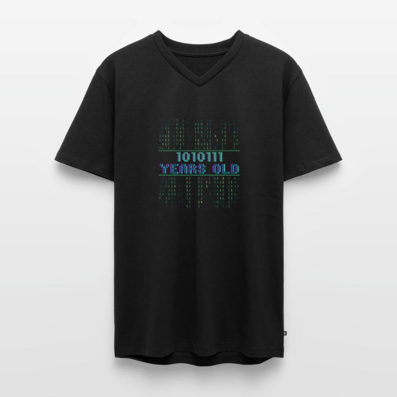 87th Birthday 87 years old Binary Code Coder Men's Premium Organic T-shirt with V-neck