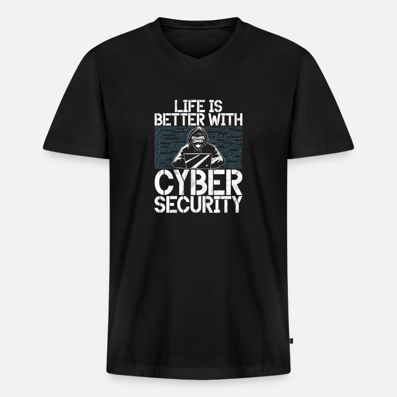 Cyber-sicherheits-hacker-hacking - Männer Premium Bio T-Shirt mit V-Ausschnitt - Schwarz