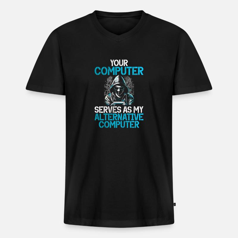 Cyber-sicherheits-hacker-hacking - Männer Premium Bio T-Shirt mit V-Ausschnitt - Schwarz