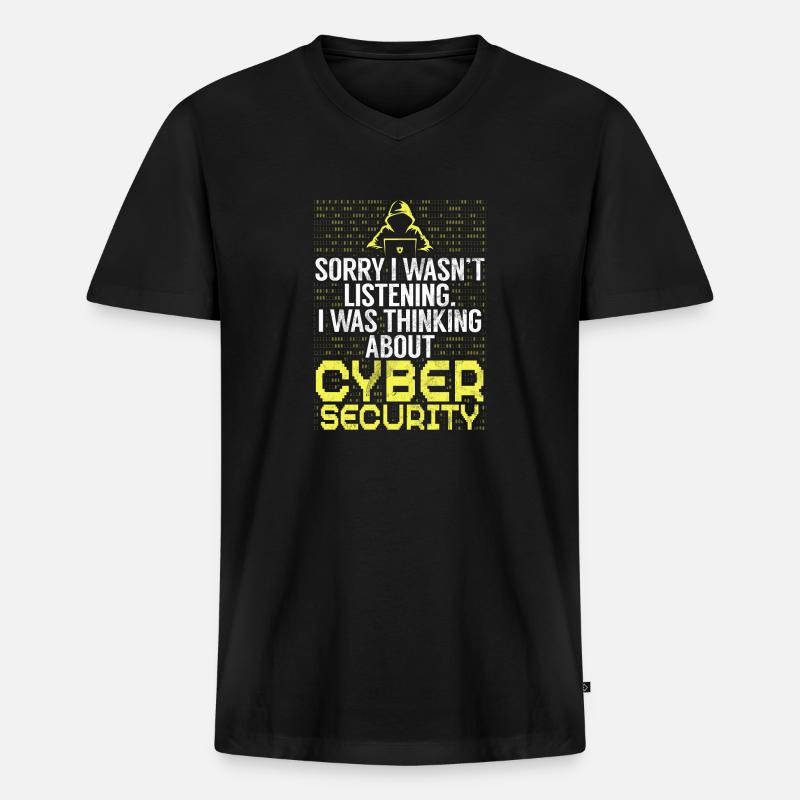 Cyber-sicherheits-hacker-hacking - Männer Premium Bio T-Shirt mit V-Ausschnitt - Schwarz