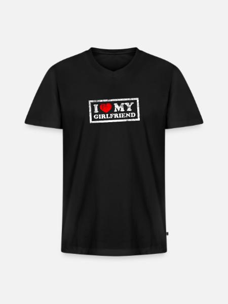 J’aime ma copine - T-shirt encolure en V Premium bio Homme - noir