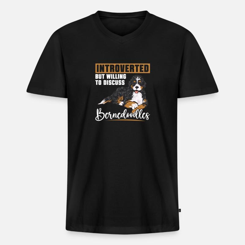 Bernedoodle Hund - Männer Premium Bio T-Shirt mit V-Ausschnitt - Schwarz
