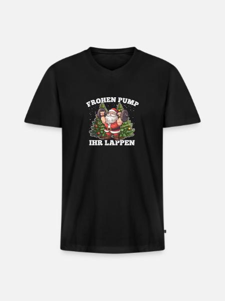 frohen pump - Männer Premium Bio T-Shirt mit V-Ausschnitt - Schwarz