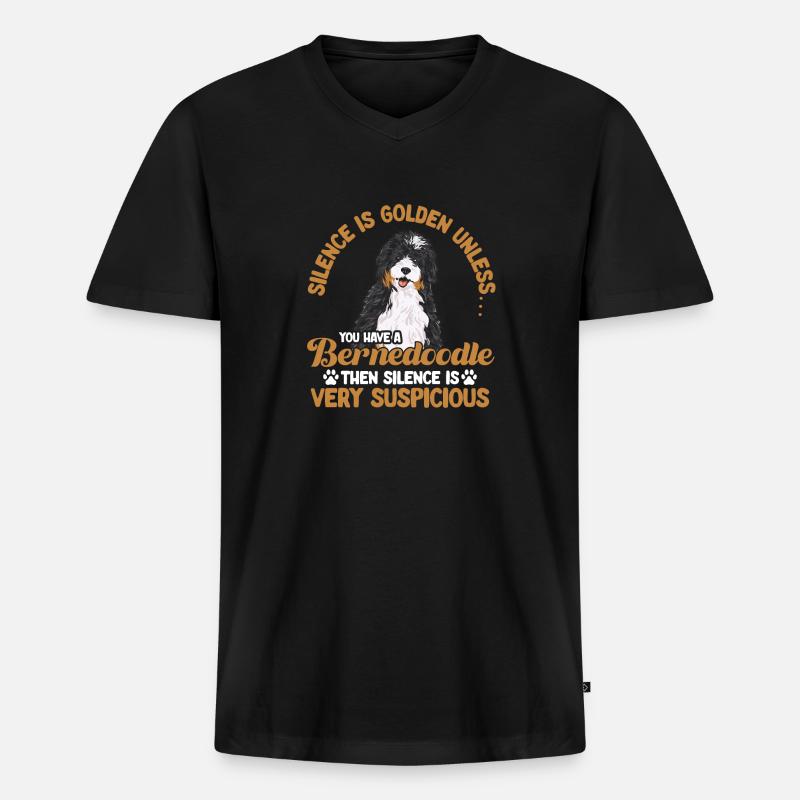 Bernedoodle Hund - Männer Premium Bio T-Shirt mit V-Ausschnitt - Schwarz