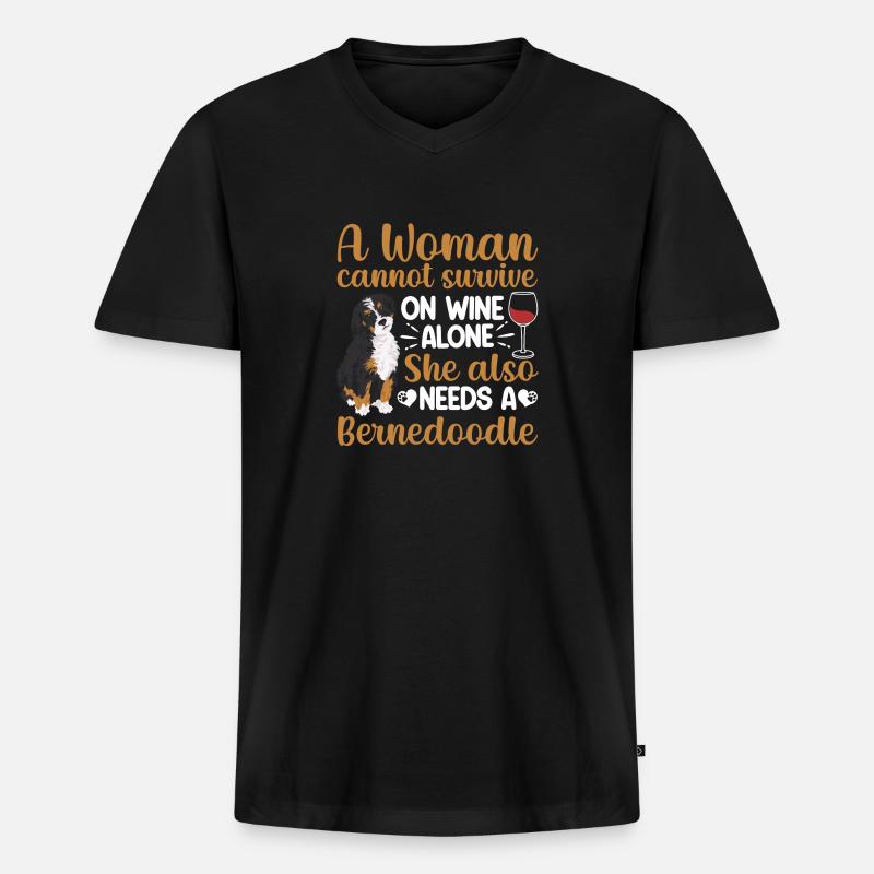 Bernedoodle Hund - Männer Premium Bio T-Shirt mit V-Ausschnitt - Schwarz