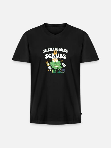 Shenanigans & Scrubs ER Infermiera Medico St. - Maglietta ecologica premium da uomo con scollo a V - nero