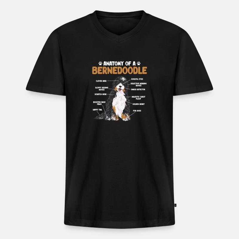 Bernedoodle Hund - Männer Premium Bio T-Shirt mit V-Ausschnitt - Schwarz