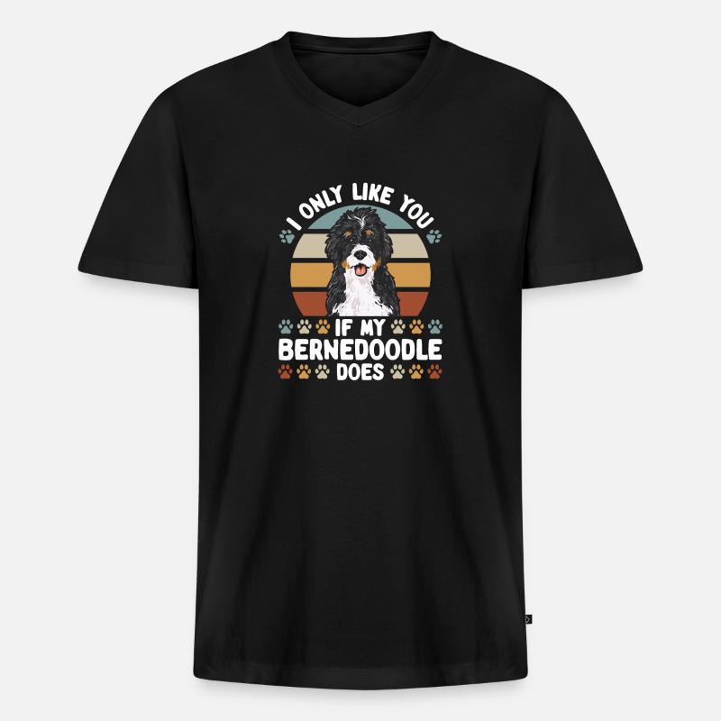 Bernedoodle Hund - Männer Premium Bio T-Shirt mit V-Ausschnitt - Schwarz