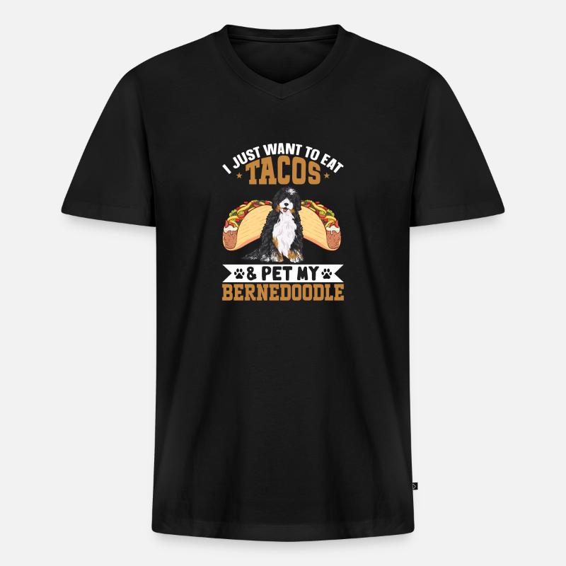 Bernedoodle Hund - Männer Premium Bio T-Shirt mit V-Ausschnitt - Schwarz