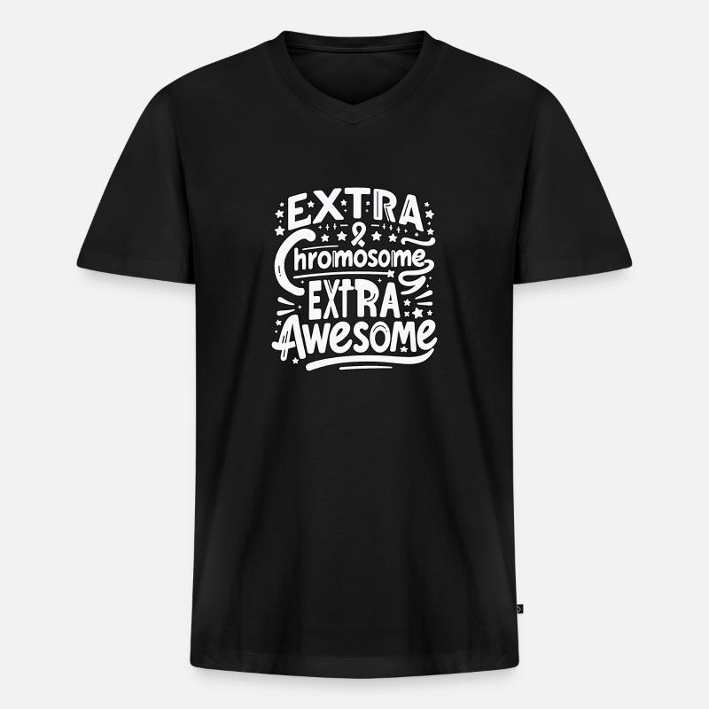 Extra Chromosome - Down Syndrom Tag - Männer Premium Bio T-Shirt mit V-Ausschnitt - Schwarz