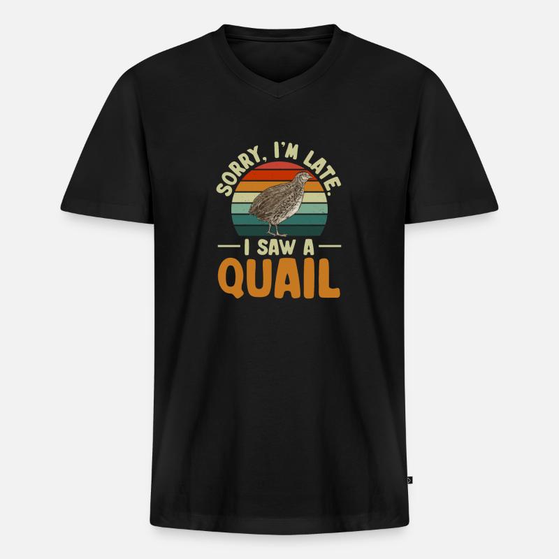 Wachtel Vogel - Männer Premium Bio T-Shirt mit V-Ausschnitt - Schwarz