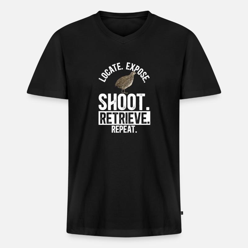 Wachtel Vogel - Männer Premium Bio T-Shirt mit V-Ausschnitt - Schwarz