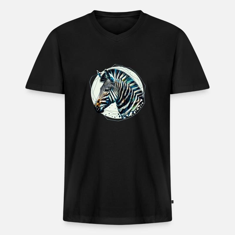Zebra in Polygonendarstellung - Männer Premium Bio T-Shirt mit V-Ausschnitt - Schwarz