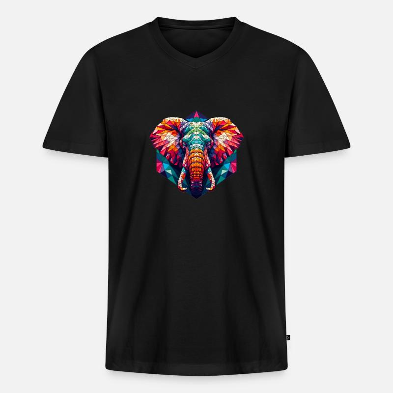 Elefant in Polygonendarstellung - Männer Premium Bio T-Shirt mit V-Ausschnitt - Schwarz