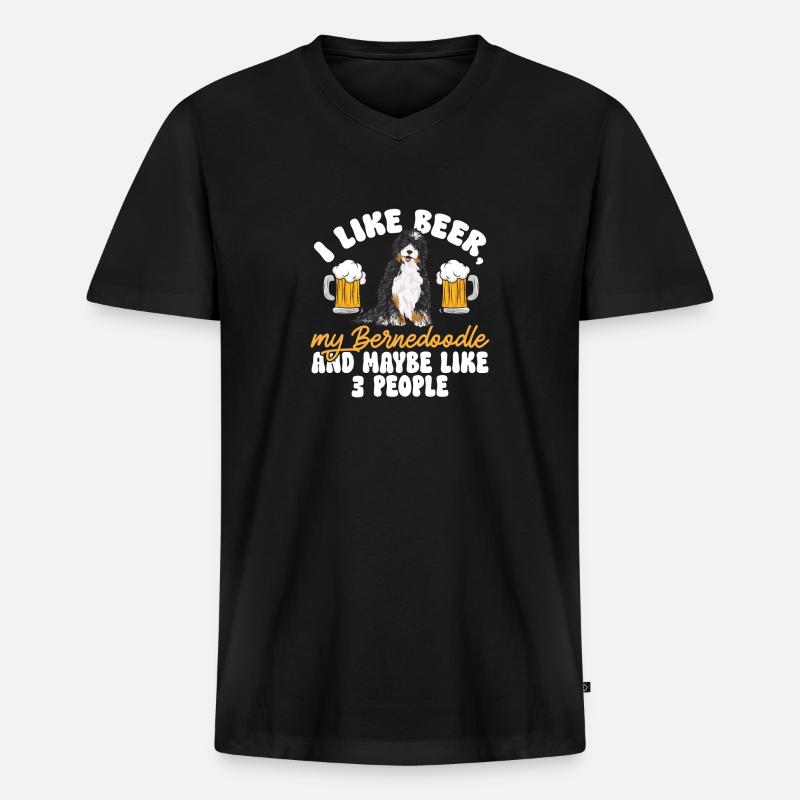 Bernedoodle Hund - Männer Premium Bio T-Shirt mit V-Ausschnitt - Schwarz