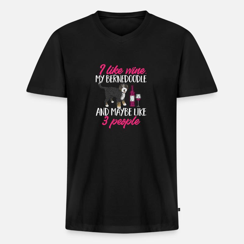 Bernedoodle Hund - Männer Premium Bio T-Shirt mit V-Ausschnitt - Schwarz