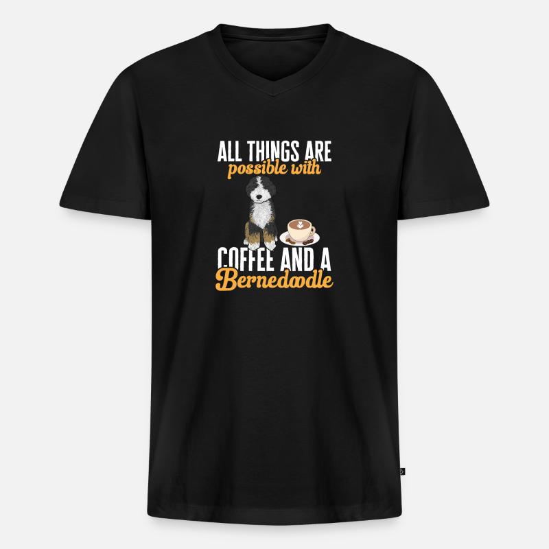 Bernedoodle Hund - Männer Premium Bio T-Shirt mit V-Ausschnitt - Schwarz
