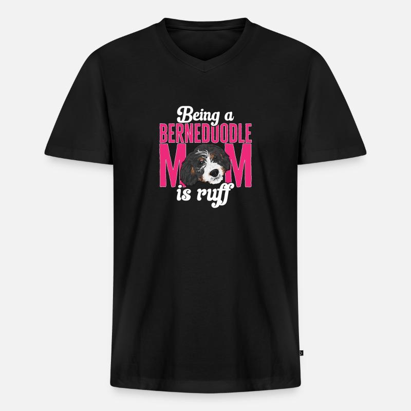 Bernedoodle Hund - Männer Premium Bio T-Shirt mit V-Ausschnitt - Schwarz