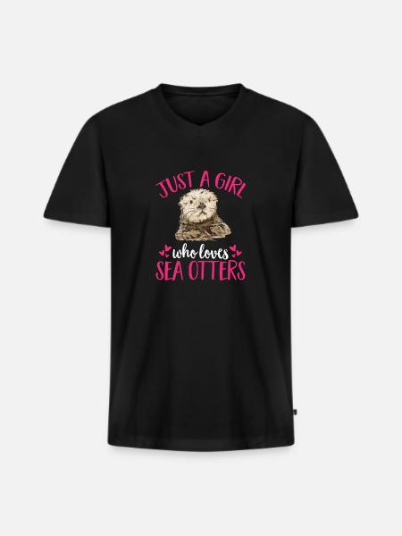 Sea otter - Men's Premium Organic T-shirt with V-neck - black