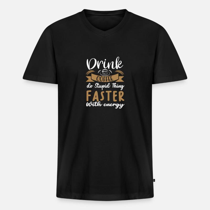 Kaffee - Männer Premium Bio T-Shirt mit V-Ausschnitt - Schwarz
