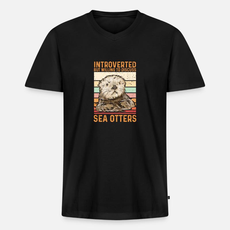 Seeotter - Männer Premium Bio T-Shirt mit V-Ausschnitt - Schwarz
