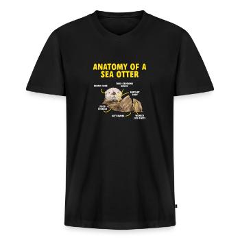 Seeotter - Männer Premium Bio T-Shirt mit V-Ausschnitt - Schwarz - Vorne - Nico (187cm)