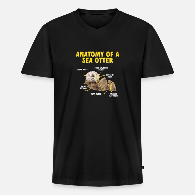 Seeotter - Männer Premium Bio T-Shirt mit V-Ausschnitt - Schwarz