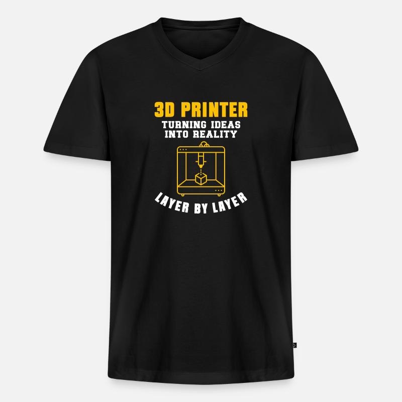 3D Drucker 3D Druck - Männer Premium Bio T-Shirt mit V-Ausschnitt - Schwarz