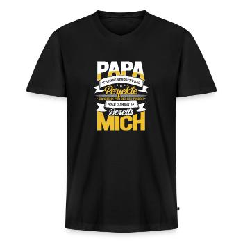 Papa Ich Habe Versucht Das Perfekte Geschenk Vater - Männer Premium Bio T-Shirt mit V-Ausschnitt - Schwarz - Vorne - Nico (187cm)