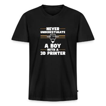 3D Drucker 3D Druck - Männer Premium Bio T-Shirt mit V-Ausschnitt - Schwarz - Vorne - Nico (187cm)