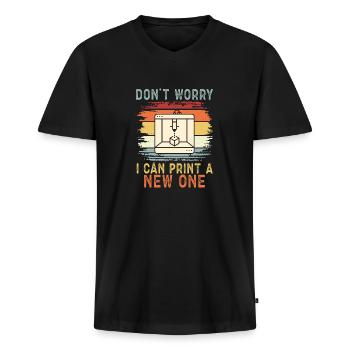 3D Drucker 3D Druck - Männer Premium Bio T-Shirt mit V-Ausschnitt - Schwarz - Vorne - Nico (187cm)