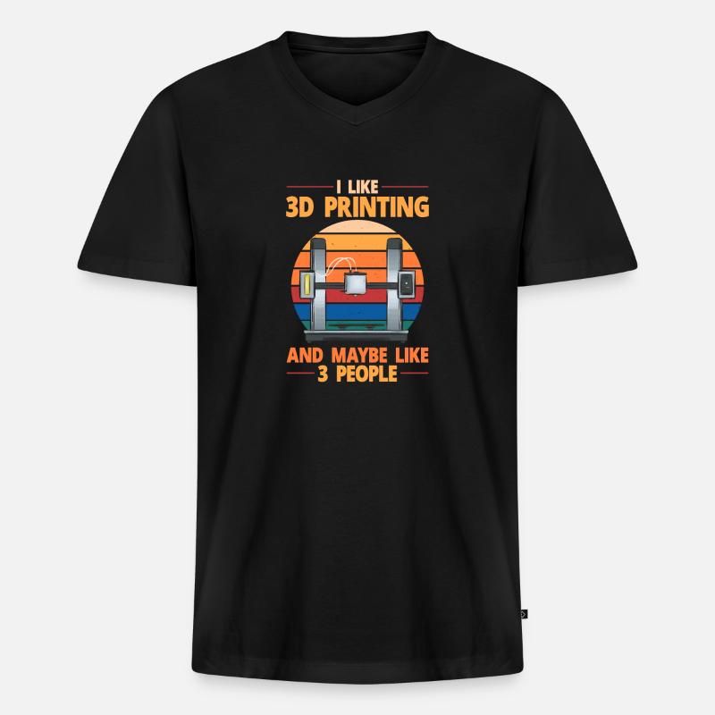 3D Drucker 3D Druck - Männer Premium Bio T-Shirt mit V-Ausschnitt - Schwarz