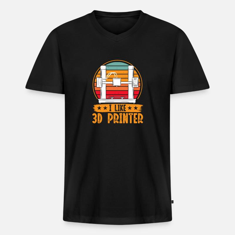 3D Drucker 3D Druck - Männer Premium Bio T-Shirt mit V-Ausschnitt - Schwarz