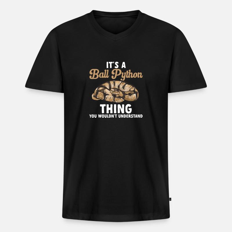 Ball Python Schlange Königspython - Männer Premium Bio T-Shirt mit V-Ausschnitt - Schwarz