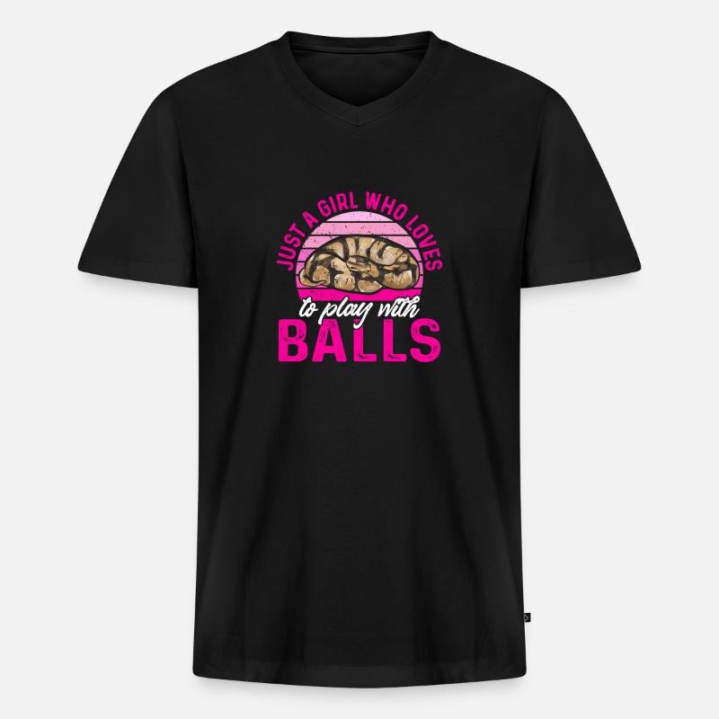 Ball Python Snake King Python - T-shirt encolure en V Premium bio Homme - noir