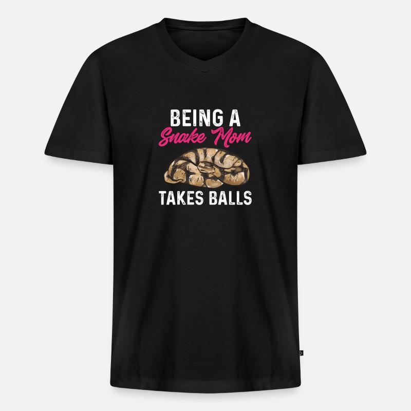 Ball Python Snake King Python - T-shirt encolure en V Premium bio Homme - noir
