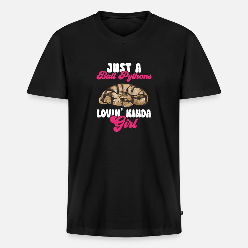 Ball Python Snake King Python - T-shirt encolure en V Premium bio Homme - noir
