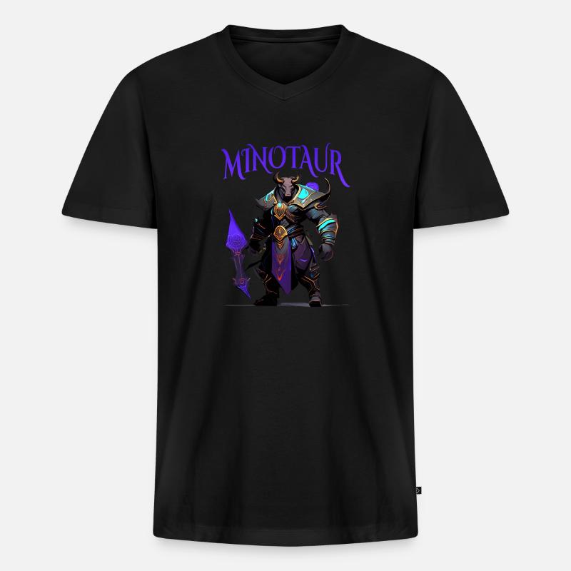Minotaurus - Männer Premium Bio T-Shirt mit V-Ausschnitt - Schwarz