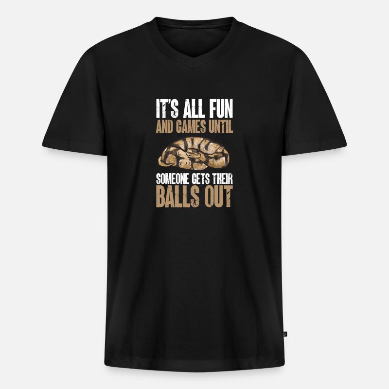 Ball Python Schlange Königspython - Männer Premium Bio T-Shirt mit V-Ausschnitt - Schwarz