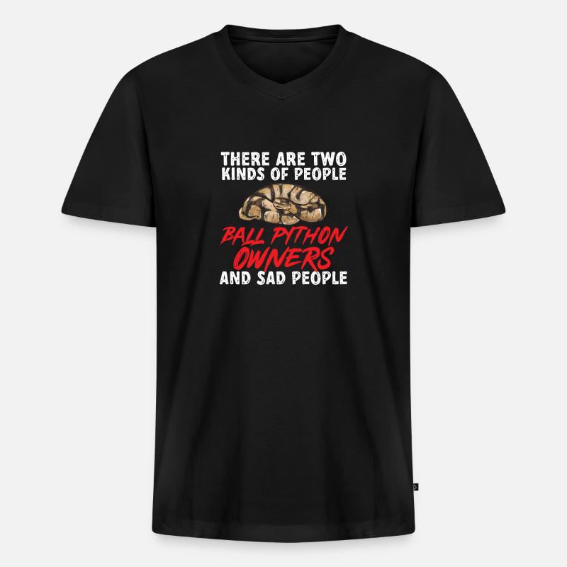 Ball Python Schlange Königspython - Männer Premium Bio T-Shirt mit V-Ausschnitt - Schwarz