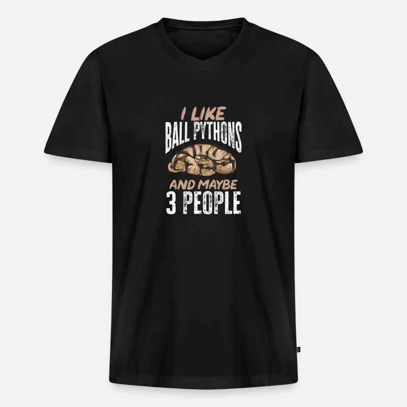 Ball Python Schlange Königspython - Männer Premium Bio T-Shirt mit V-Ausschnitt - Schwarz