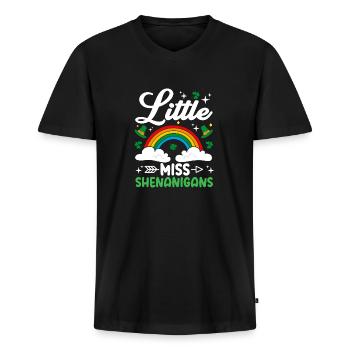 Little Miss Shenanigans Funny St Patricks Day for - Men's Premium Organic T-shirt with V-neck - black - Front - Nico (187cm)