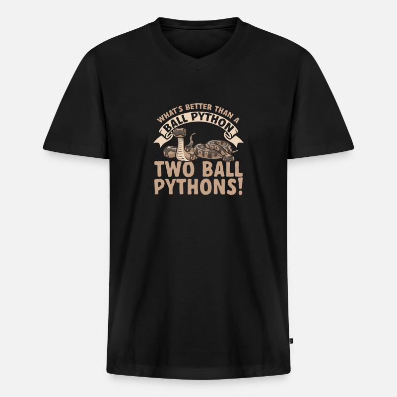 Ball Python Schlange Königspython - Männer Premium Bio T-Shirt mit V-Ausschnitt - Schwarz